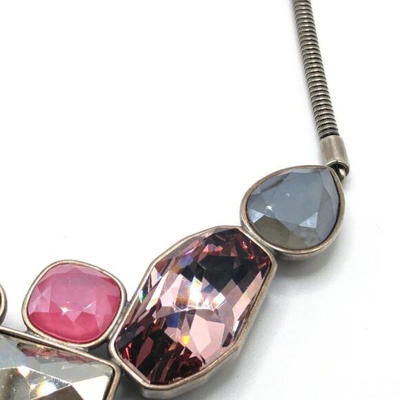 Touchstone Crystal Swarovski Necklace, Pink Purple Blue Crystal, Snake Chain 18" - Picture 7 of 11